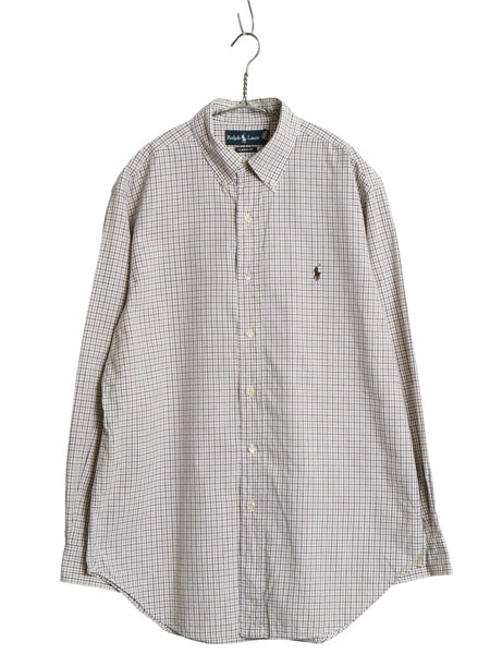 00s ラルフローレン チェック 長袖 ボタンダウン シャツ メンズ L 程 古着 オールド ポロ BD 長袖シャツ コットン ワイシャツ マルチカラー