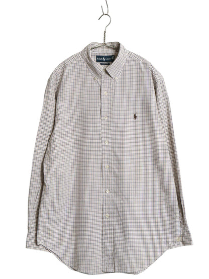 00s ラルフローレン チェック 長袖 ボタンダウン シャツ メンズ L 程 古着 オールド ポロ BD 長袖シャツ コットン ワイシャツ マルチカラー