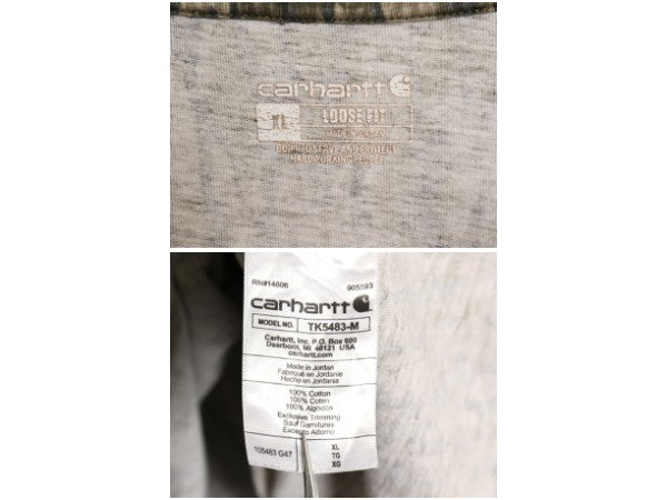 US企画 カーハート リアルツリー カモ ポケット付き 長袖 Tシャツ メンズ XL / ロンT ポケT 総柄 ハンティング 袖 プリント 大きいサイズ