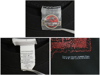 90s USA製 ★ ジュラシックパーク 大判 ロゴ プリント Tシャツ メンズ XL オールド オフィシャル 当時物 ムービー 映画 ヘビーウェイト 黒