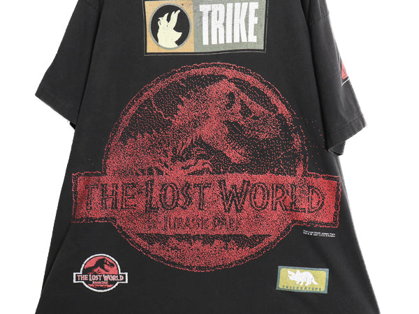 90s USA製 ★ ジュラシックパーク 大判 ロゴ プリント Tシャツ メンズ XL オールド オフィシャル 当時物 ムービー 映画 ヘビーウェイト 黒