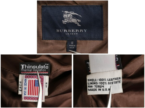 USA製 バーバリー ロンドン 本革 ラムレザー ジャケット メンズ S 革ジャン A-2 フライト タイプ 中綿 フルジップ ブルゾン スイングトップ