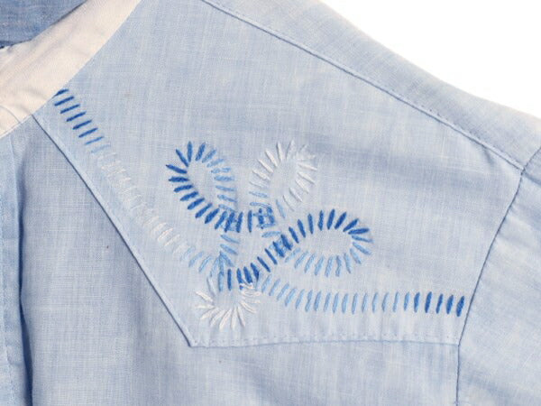 70s USA製 リー ハンドメイド 刺繍入り ウエスタン シャツ メンズ M 程/ ヴィンテージ タイダイ ブリーチ 長袖シャツ カスタムメイド 1点物