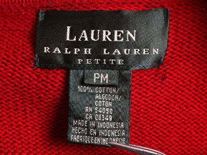 90s ■ LAUREN ラルフローレン ボーダー ハイネック コットン ニット セーター ( レディース L 程) 古着 90年代 プルオーバー ハーフジップ