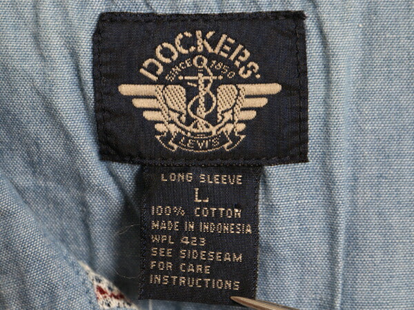 デッドストック 90s ドッカーズ リーバイス ストライプ 長袖 ポロシャツ メンズ L / オールド LEVIS DOCKERS コットン 鹿の子 長袖シャツ