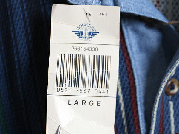 デッドストック 90s ドッカーズ リーバイス ストライプ 長袖 ポロシャツ メンズ L / オールド LEVIS DOCKERS コットン 鹿の子 長袖シャツ