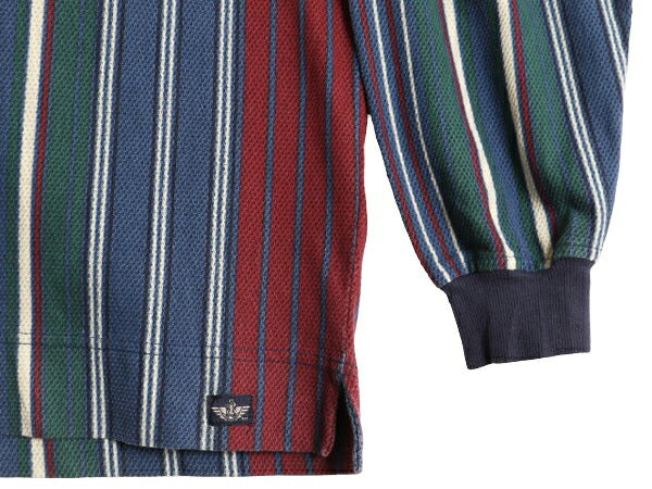 デッドストック 90s ドッカーズ リーバイス ストライプ 長袖 ポロシャツ メンズ L / オールド LEVIS DOCKERS コットン 鹿の子 長袖シャツ