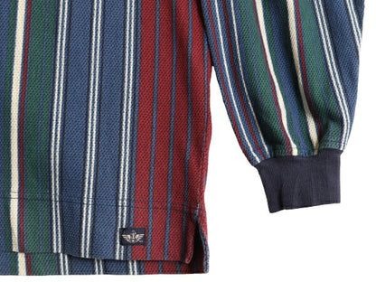 デッドストック 90s ドッカーズ リーバイス ストライプ 長袖 ポロシャツ メンズ L / オールド LEVIS DOCKERS コットン 鹿の子 長袖シャツ