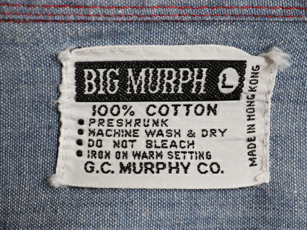 70s BIG MURPH 長袖 シャンブレー ウエスタン シャツ メンズ L / 70年代 ヴィンテージ 無地 長袖シャツ 100% コットン ワークシャツ ブルー