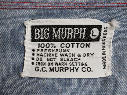 70s BIG MURPH 長袖 シャンブレー ウエスタン シャツ メンズ L / 70年代 ヴィンテージ 無地 長袖シャツ 100% コットン ワークシャツ ブルー
