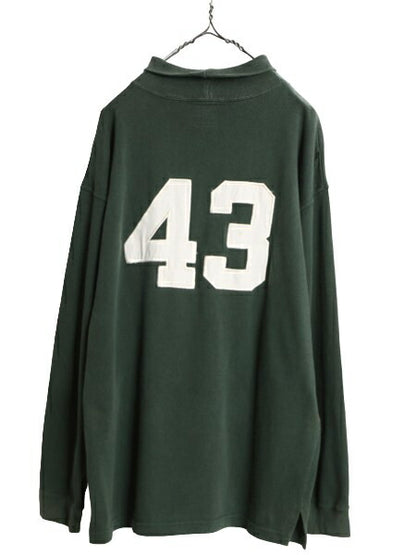 90s OLD GAP タートルネック 長袖 Tシャツ メンズ S / 90年代 オールド ギャップ ロンT ナンバリング ラガーシャツ 素材 ヘビーウェイト 緑