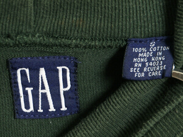 90s OLD GAP タートルネック 長袖 Tシャツ メンズ S / 90年代 オールド ギャップ ロンT ナンバリング ラガーシャツ 素材 ヘビーウェイト 緑