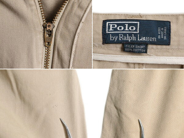90s ■ ポロ ラルフローレン 2タック コットン チノ ショートパンツ メンズ 34 / POLO 90年代 オールド ショーツ ポロチノ 短パン ベージュ