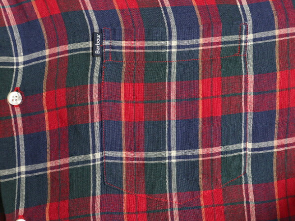 バブアー 100% リネン チェック 長袖 ボタンダウン シャツ メンズ XL 古着 Barbour 長袖シャツ BD ワンポイント ポケット付き 大きいサイズ