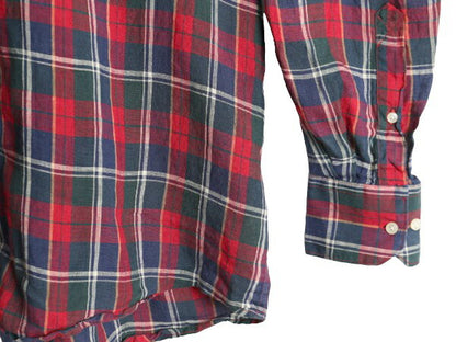 バブアー 100% リネン チェック 長袖 ボタンダウン シャツ メンズ XL 古着 Barbour 長袖シャツ BD ワンポイント ポケット付き 大きいサイズ