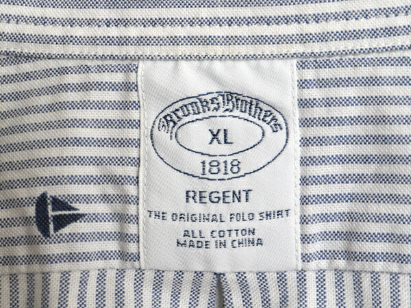 ブルックスブラザーズ ストライプ 総柄 オックスフォード ボタンダウン シャツ メンズ XL BROOKS BROTHERS ヨット モノグラム 大きいサイズ