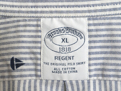 ブルックスブラザーズ ストライプ 総柄 オックスフォード ボタンダウン シャツ メンズ XL BROOKS BROTHERS ヨット モノグラム 大きいサイズ