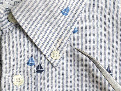 ブルックスブラザーズ ストライプ 総柄 オックスフォード ボタンダウン シャツ メンズ XL BROOKS BROTHERS ヨット モノグラム 大きいサイズ