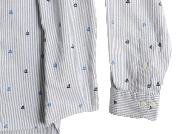 ブルックスブラザーズ ストライプ 総柄 オックスフォード ボタンダウン シャツ メンズ XL BROOKS BROTHERS ヨット モノグラム 大きいサイズ