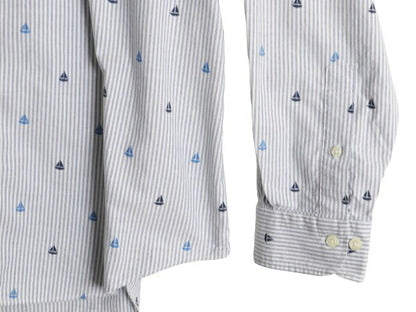 ブルックスブラザーズ ストライプ 総柄 オックスフォード ボタンダウン シャツ メンズ XL BROOKS BROTHERS ヨット モノグラム 大きいサイズ