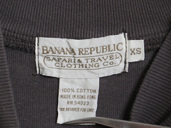 80s バナナリパブリック スキー 刺繍 モックネック 長袖 Tシャツ メンズ XS ヴィンテージ BANANA REPUBLIC Safari&Travel ロンT ハイネック