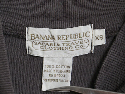 80s バナナリパブリック スキー 刺繍 モックネック 長袖 Tシャツ メンズ XS ヴィンテージ BANANA REPUBLIC Safari&Travel ロンT ハイネック