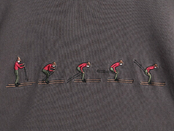 80s バナナリパブリック スキー 刺繍 モックネック 長袖 Tシャツ メンズ XS ヴィンテージ BANANA REPUBLIC Safari&Travel ロンT ハイネック