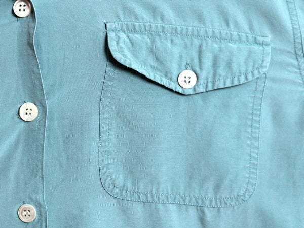 90s OLD GAP 100% レーヨン オープンカラー 長袖 シャツ レディース S 古着 オールド ギャップ ループ留め 開襟 無地 ポケット付き 紺タグ