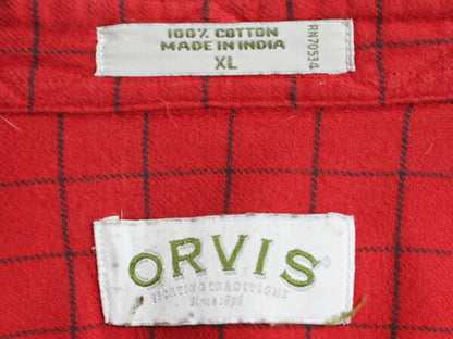 00s オービス チェック 長袖 フランネル シャツ メンズ XL / オールド ORVIS アウトドア コットン プルオーバー ネルシャツ 大きいサイズ