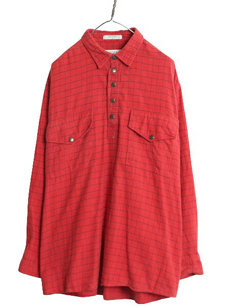 00s オービス チェック 長袖 フランネル シャツ メンズ XL / オールド ORVIS アウトドア コットン プルオーバー ネルシャツ 大きいサイズ