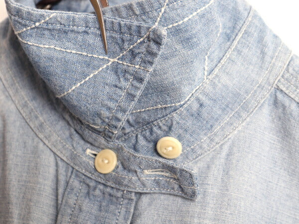 ラルフローレン 長袖 シャンブレー シャツ レディース S / LAUREN JEANS Co ワーク 100% コットン チンスト マチ付き ヴィンテージ モデル