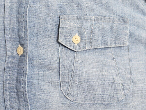 ラルフローレン 長袖 シャンブレー シャツ レディース S / LAUREN JEANS Co ワーク 100% コットン チンスト マチ付き ヴィンテージ モデル