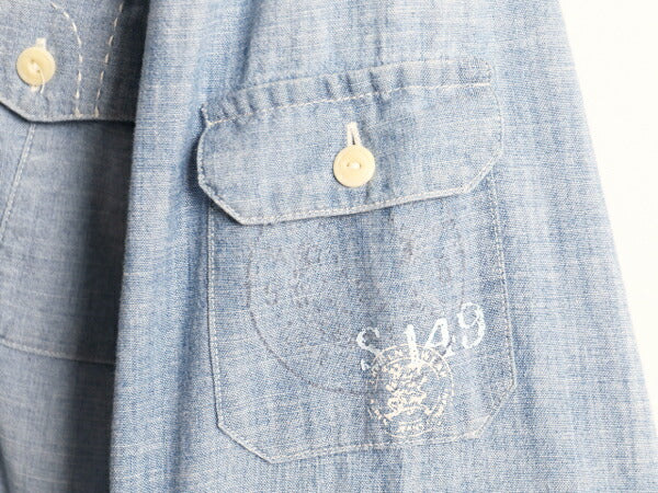 ラルフローレン 長袖 シャンブレー シャツ レディース S / LAUREN JEANS Co ワーク 100% コットン チンスト マチ付き ヴィンテージ モデル