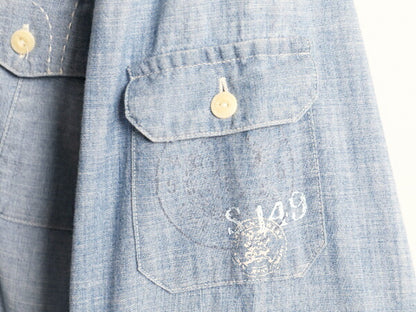 ラルフローレン 長袖 シャンブレー シャツ レディース S / LAUREN JEANS Co ワーク 100% コットン チンスト マチ付き ヴィンテージ モデル