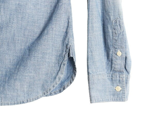ラルフローレン 長袖 シャンブレー シャツ レディース S / LAUREN JEANS Co ワーク 100% コットン チンスト マチ付き ヴィンテージ モデル