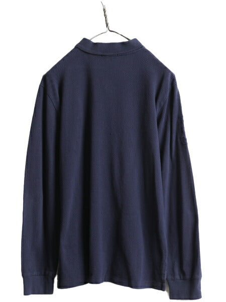 ボーイズ XL メンズ S 程 ビッグポニー ■ ポロ ラルフローレン 鹿の子 長袖 ポロシャツ 古着 POLO 長袖シャツ ポニー刺繍 ナンバリング 紺