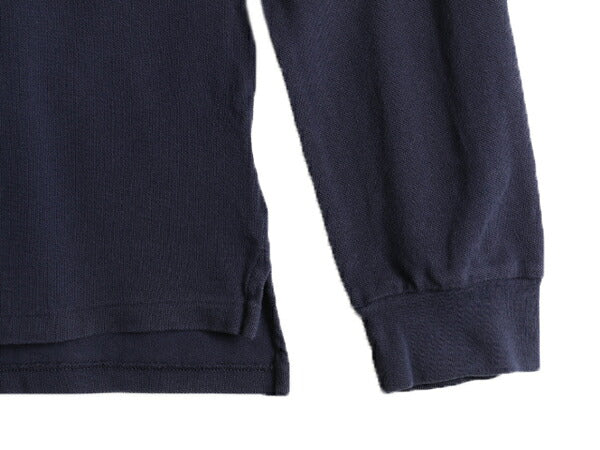 ボーイズ XL メンズ S 程 ビッグポニー ■ ポロ ラルフローレン 鹿の子 長袖 ポロシャツ 古着 POLO 長袖シャツ ポニー刺繍 ナンバリング 紺