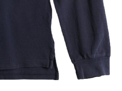 ボーイズ XL メンズ S 程 ビッグポニー ■ ポロ ラルフローレン 鹿の子 長袖 ポロシャツ 古着 POLO 長袖シャツ ポニー刺繍 ナンバリング 紺