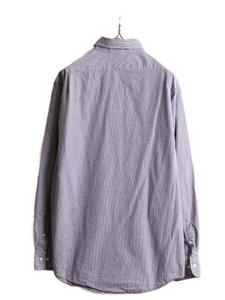 ポロ ラルフローレン ピン チェック 長袖 シャツ メンズ L 程/ 古着 POLO コットン ドレスシャツ ワイシャツ ビジネス ポニー無し Yシャツ