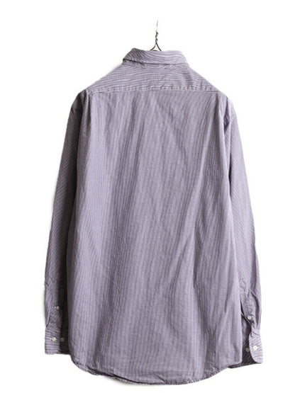 ポロ ラルフローレン ピン チェック 長袖 シャツ メンズ L 程/ 古着 POLO コットン ドレスシャツ ワイシャツ ビジネス ポニー無し Yシャツ