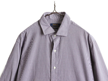 ポロ ラルフローレン ピン チェック 長袖 シャツ メンズ L 程/ 古着 POLO コットン ドレスシャツ ワイシャツ ビジネス ポニー無し Yシャツ