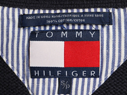 90s トミーヒルフィガー ブラックウォッチ チェック ニット ベスト メンズ レディース S オールド TOMMY HILFIGER コットン 重ね着 前開き