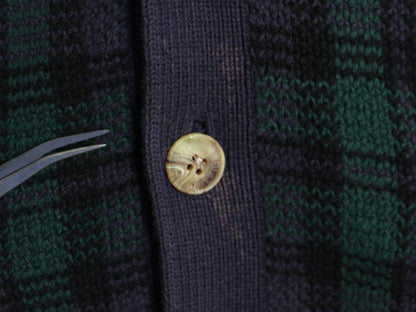 90s トミーヒルフィガー ブラックウォッチ チェック ニット ベスト メンズ レディース S オールド TOMMY HILFIGER コットン 重ね着 前開き