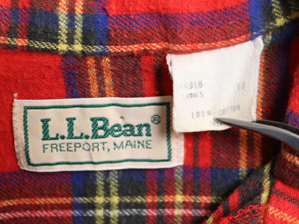 80s エルエルビーン チェック 長袖 フランネル シャツ レディース S / 古着 80年代 ヴィンテージ LLBean アウトドア ネルシャツ 長袖シャツ