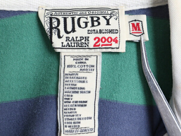 ラグビー ラルフローレン ボーダー 長袖 シャツ ワンピース レディース M 古着 ポロ RUGBY ラガーシャツ ミニ丈 ひざ上丈 ワンピ ツートン