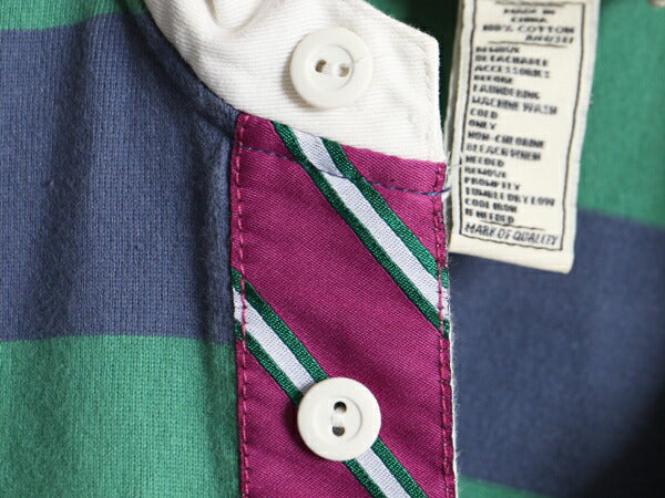ラグビー ラルフローレン ボーダー 長袖 シャツ ワンピース レディース M 古着 ポロ RUGBY ラガーシャツ ミニ丈 ひざ上丈 ワンピ ツートン