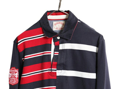ブルックスブラザーズ 長袖 ラガー シャツ メンズ L 古着 Brooks Brothers ラグビーシャツ 長袖シャツ ヘビーウェイト クレイジー ボーダー
