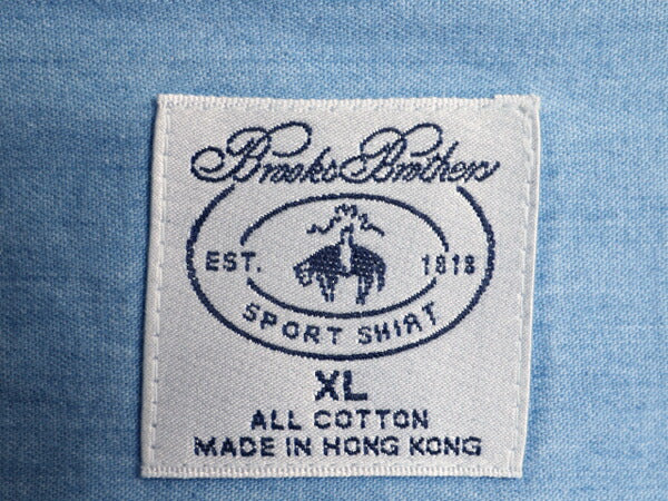 ブルックスブラザーズ バンドカラー 長袖 シャツ メンズ XL / BROOKS BROTHERS 長袖シャツ ノーカラー コットン ポケット付き 大きいサイズ