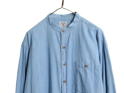 ブルックスブラザーズ バンドカラー 長袖 シャツ メンズ XL / BROOKS BROTHERS 長袖シャツ ノーカラー コットン ポケット付き 大きいサイズ