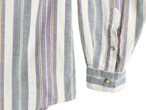90s エディーバウアー ストライプ オックスフォード 長袖 ボタンダウン シャツ メンズ L 古着 90年代 オールド Eddie Bauer ポケット付き